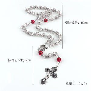 <span class=keywords><strong>Fancy</strong></span> Day Strass Perlen Pave Disco Ball Ton Perlen Halskette Shinny Polymer Clay Katholik Unserer Lieben Frau Guadalupe Gebet Rosenkranz - Product Image 3