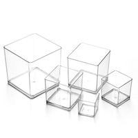 Petit pot carré transparent en acrylique de 3 mm d'épaisseur, boîte à fleurs, pot pour plantes succulentes, conteneur pour arrangement floral, emballage pour bouquet, cadeau
