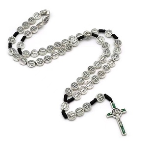 St benedict medaglia fatta a mano con cordoncino annodato collana religiosa per uomini e donne - Product Image 3
