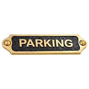 Vintage Brass Parking Door Sign Decorative Metal Parking <b>Name</b> <b>Plate</b> Wall Mounted Garage Parking Plaque for Home Office Building - Product Image 1