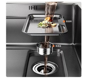Lavello da <span class=keywords><strong>Cucina</strong></span> Moderno a Doppia Vasca in Acciaio Inox 304 Fatto a Mano con Rubinetto Estraibile, Lavabicchieri e Cestello di Scarico OEM - Product Image 4