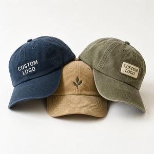 Casquette Snapback en Coton Lavé Imperméable avec Logo Brodé Personnalisé en Corduroy à 6 Panneaux pour l'Extérieur – Vente en Gros - Product Image 1