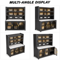 Meuble de rangement moderne en acier avec tiroirs, étagères à vin et design contemporain de buffet pour salon