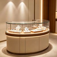 Vitrine à bijoux en verre pour comptoir, éclairage LED, support d'affichage en acier inoxydable pour les centres commerciaux de luxe, les magasins de détail, respectueux de l'environnement