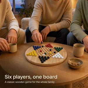 Gioco <span class=keywords><strong>da</strong></span> Tavolo Cinese <span class=keywords><strong>Dama</strong></span> con Tabellone Rotondo in Legno e Biglie, Classico Gioco di Strategia e Logica per Bambini, Adulti e Serate in Famiglia - Product Image 3