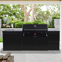 Armoire de rangement pour barbecue au charbon de bois en acier inoxydable SS304 avec réfrigérateur de 68 L, portes à fermeture douce, cuisine modulaire