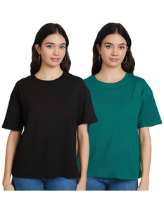T-shirt ample en jersey 100 % coton pour femme, grande taille, col rond, décontracté, écologique, respirant, anti-plis, séchage rapide, personnalisable - Product Image 4