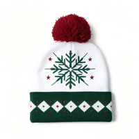 Bonnet de Noël en acrylique tricoté avec pompon, unisexe, motif jacquard, personnalisable avec logo et motif pour fêtes de fin d'année, OEM ODM