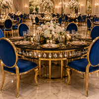 Table de réception ronde de luxe en acier inoxydable doré pour événements de mariage et hôtels