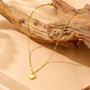 Heart Pendant Necklace Gold Plated Stainless Steel Valentine Gift Jewelry Chain Minimalist Design - Product Image 4