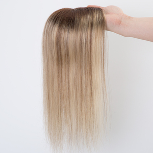 Extensiones de Cabello Humano Rubio Ombre con Clip y Base de Seda para Mujer, con Raíz Oscura y Cobertura de Corona Recta - Product Image 3