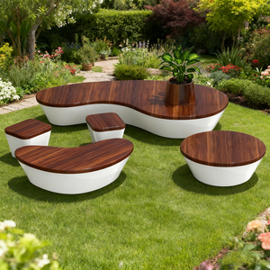 Modern Outdoor Seating With Planter Custom Fiberglass Public Bench Durable Landscape Furnishings for Commercial Centers - Product Image 1