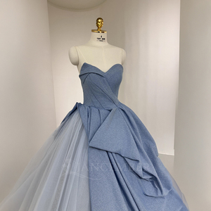 Robe de soirée élégante bleue Nt125, robe de bal avec corset et jupe en tulle superposée pour femmes Jancember - Product Image 1