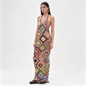 Vestidos Maxi <span class=keywords><strong>de</strong></span> Ganchillo sin Mangas para Mujer, Estilo <span class=keywords><strong>Abuela</strong></span>, Cuadrados, Largos, para la Playa - Product Image 4