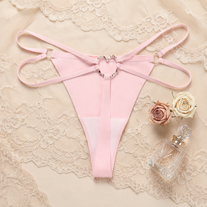 Women Pink Sexy Heart <b>Ring</b> Thong Panties Solid Double Straps Low Waist T-Back Underwear Breathable Seamless Panties for Women - Product Image 3