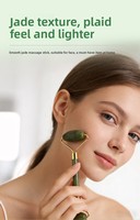Bâton de massage double tête en jade pour lifting facial, planche Gua Sha en corne de Xiuyu, rouleau portable pour le corps et les yeux, 100% naturel, usage commercial