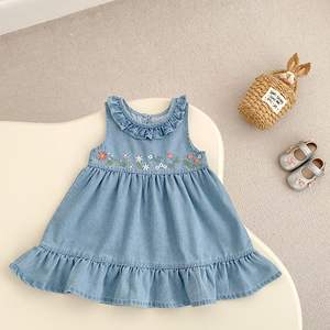 Vestido <span class=keywords><strong>de</strong></span> Mezclilla sin Mangas para Bebés y Niñas Pequeñas, Bordado, Moda Infantil, Ropa para Niñas - Product Image 5