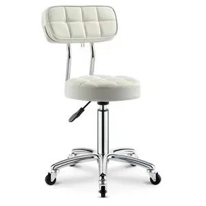 Toptan mutfak ofis salonu mobilya Modern tasarım krom tabanı ile döner PU deri dışkı sandalye