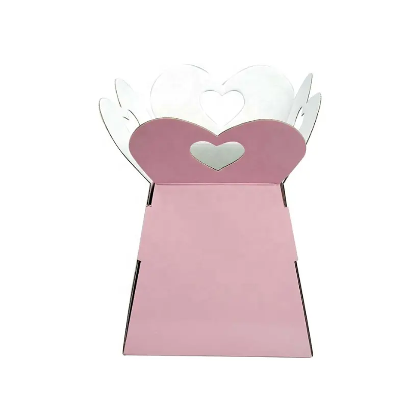2024 nuevo diseño de gran tamaño en forma de corazón de cartón flor ramo de boda Cajas de Regalo de papel Cubo de flores Cajas de Regalo de flores de lujo