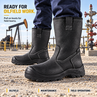 Sepatu Keselamatan Kulit S3 Khusus untuk Pekerja Ladang Minyak, Ujung Baja, Sol Tengah Baja, Model Tarik, Bersertifikasi CE EN ISO 20345 ASTM F2413, Grosir