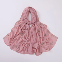 Foulards Islamiques en Mousseline de Soie Doux, 70x175cm, Vente en Gros, Personnalisé, Hijabs, pour Femmes Musulmanes, Luxe, Diamant, Fleur, Perles
