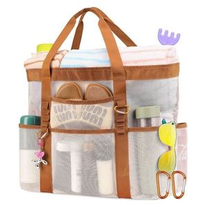 Bolsa de playa portátil de malla con cremallera familiar, grande, plegable, 7-9 compartimentos, control de arena, ultraligera, para mujer y hombre, verano - Product Image 6