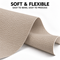 Cuir synthétique PVC beige foncé taupe, support non tissé, imperméable, gaufré, simili cuir pour l'intérieur de voiture et les meubles