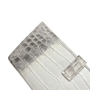 Bolso de mano de lujo personalizado, monedero de diseñador minimalista con forro de cuero genuino, borde de diamante, soporte de selección de cocodrilo, tipo de cierre de cerrojo