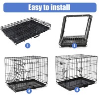 Niches et Cages Pliables Modernes en Métal pour Chiens avec Plateau en Plastique – Durables, Écologiques, Motif Animalier, Emballage en Boîte