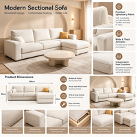 Canapé d'angle modulable en chenille crème en forme de L, canapé en tissu moderne pour salon, appartement, meubles de maison