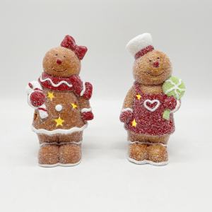 Figurines de Noël en céramique peintes à la main avec bonhomme de neige du père Noël pour la décoration de vacances - Product Image 3