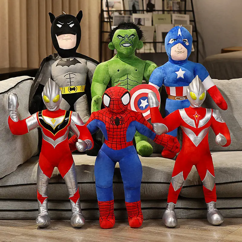 Cartone animato simpatico eroe vendicatore giocattolo di peluche figura Ultraman Spiderman pipistrello capitano uomo Hulked Doll America