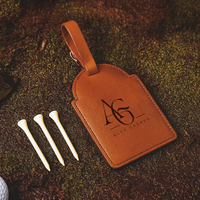 Personalisierter Blanko-Lasergravierbarer Kunstleder-Golftag mit Tee-Halter, Großhandel Individuell Gravierte Golfbag-Tags, Geschenk für Trauzeugen