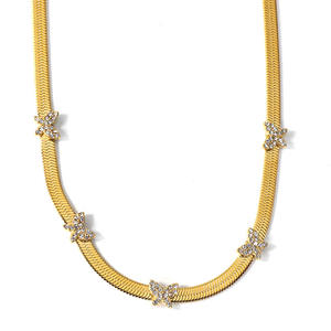 قلادات نسائية جديدة بالجملة من MICCI مطلية بالذهب متعددة الطبقات مع سلسلة زركون وقلادة على شكل فراشة - Product Image 1