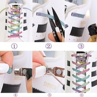 Enfants et adultes serrure métallique magnétique plate pour lacet sans cravate dentelle de chaussure élastique Polyester paresseux Sneaker dentelle pour adultes et Ki