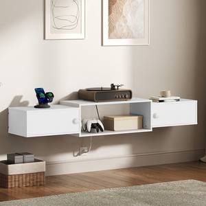 Meuble <span class=keywords><strong>TV</strong></span> flottant avec prise de courant, meuble mural moderne pour <span class=keywords><strong>console</strong></span> multimédia, étagère pour rangement <span class=keywords><strong>sous</strong></span> la télévision, centre de divertissement - Product Image 6