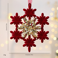Ornements de Noël en velours bordeaux, décorations suspendues floquées or et rouge, flocons de neige, rennes, ballerines, pour la maison