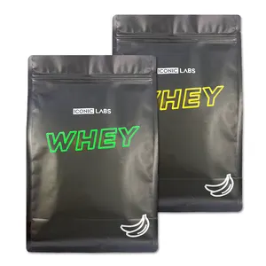 Packaging Manufacturer For Protein Milk Powder Large Capacity Matte Surface Flat Bottom Whey Protein Bag With Resealable Zipper
