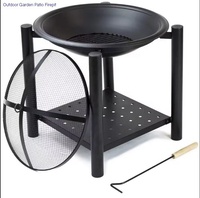Brasero rond en bois moderne de 22,5 pouces avec support pour le camping et la terrasse de jardin, utilisable toute l'année