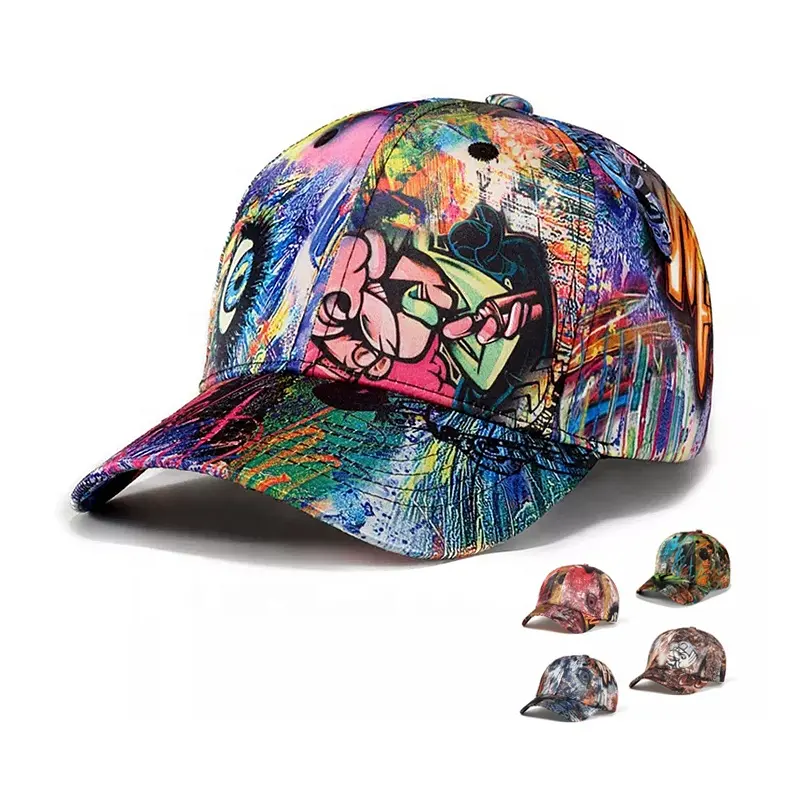 卸売ヴィンテージグラフィティ6パネルヒップホップスタイリングスポーツ野球帽スナップバックキャップ帽子男性女性屋外旅行日焼け止め