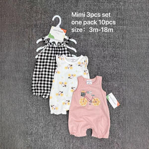 Paquete de <span class=keywords><strong>3</strong></span> Mamelucos de Verano de Manga Corta 3M/6M/9M/12M/18 Meses Mamelucos de Manga Corta y Sin Mangas - Product Image 2