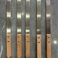 Brochettes à kebab plates et épaisses en acier inoxydable avec manche en bois, multifonctionnelles, résistantes à la chaleur, accessoires de barbecue rotatifs