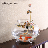 RORO gros décor à la maison décoratif café table émail fleur grand verre cristal pisciculture réservoir aquarium accessoires