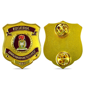 Nhà Máy Tùy Chỉnh Nigeria Biểu Tượng Men Kim Loại Đỉnh Phù Hiệu Mạ Vàng Chuỗi Ve Áo Pins Epoxy Pinback Set Cho Chính Thức Đồng Phục Phụ Kiện - Product Image 3