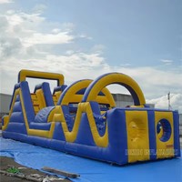 60 à 80 pieds gonflable ninja parcours d'obstacles adultes enfants dragon paintball jeu rotatif parc commercial géant avec toboggan
