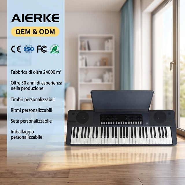 AIERKE K191 61-Key Portable Electronic Piano Professional Digital Keyboard for Beginners Enhanced Features Lightweight Plastic
