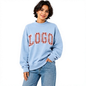 Lightweight Winter <b>Women's</b> Polyester/Cotton Solid <b>Pattern</b> Oversized Mock Neck Sweatshirt Front Custom Logo Print - Product Image 1