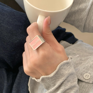 S925 Sterling Silver <b>Womens</b> <b>Signet</b> <b>Ring</b> Pink Enamel BLUSH <b>Signet</b> <b>Ring</b> Everyday Wear Wedding Band Engagement Delicate <b>Ring</b> - Product Image 4