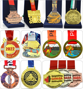 Médaille personnalisée en alliage de zinc plaqué or avec logo torche en relief, médaille de récompense de l'<span class=keywords><strong>Institut</strong></span> national des sports avec ruban de sublimation - Product Image 3