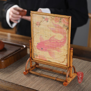 Bamboo Small <b>Screen</b> Ornament Woven Tea Room Decoration Traditional Chinese Style Desktop <b>Partition</b> - Product Image 5